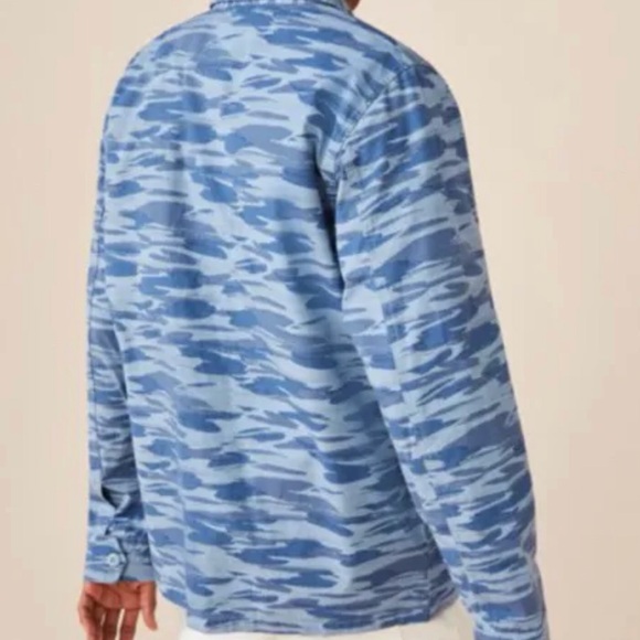 Mens Free Assembly  Fatigue Jacket with Long Sleeves Blue 2XL - Picture 4 of 5